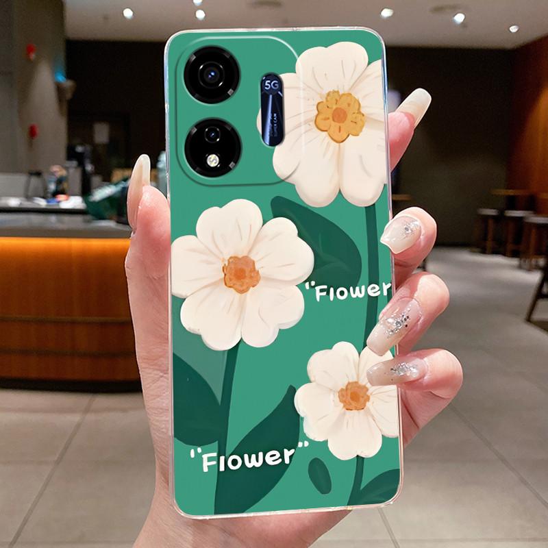 Für Itel P55 5G Hülle Ite Power 55 5G Handyhülle Blume Schmetterling Dünne Hüllen P661N P665L Capa Transparent Weiches Silikon TPU Cover