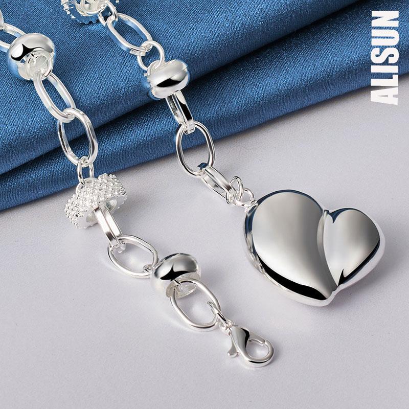 925 Sterling Silver hladký dutý náhrdelník s přívěskem ve tvaru srdce Módní svatební šperky