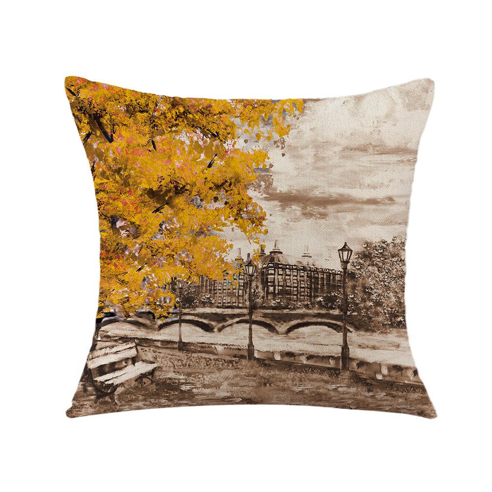 Valentine's Day Pillow Printed Landscape Character Linen Short Plush Pillow Case Home Decoration Pillow Case