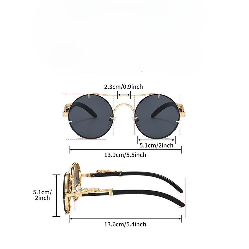 Chinese High-end Retro Sunglasses Men's Big Face Metal Cool Leopard Round Trendy Outer Sunglasses