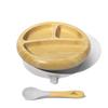 Smart Start Avanchy Bamboo Baby Plate with Suction Cup and Assorted Set of 2 Anti-Tip Dishware, Gift, Spoon, Gray, AV011,