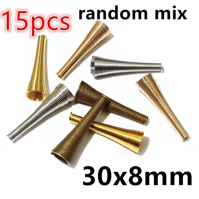15-30pcs Spring Funnel Shape Spacer Beads Caps DIY Beading Supplies Cone Spring Coil End Caps For Jewelry Makings Accessories