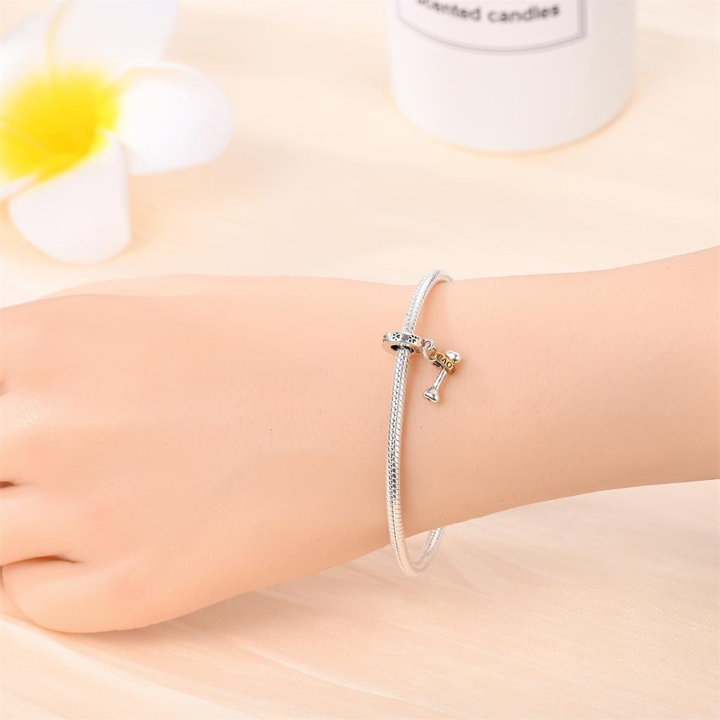Original Copper Charms Luxury Pet Love Heart Bones Beads Fit Bracelet Diy Women Making Delicate Gift