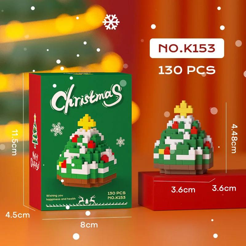 Kids Christmas Building Block Toys DIY Santa Claus Snowman Elk Tree Micro Brick Puzzle Assembly Model Xmas Home Decoration Gifts