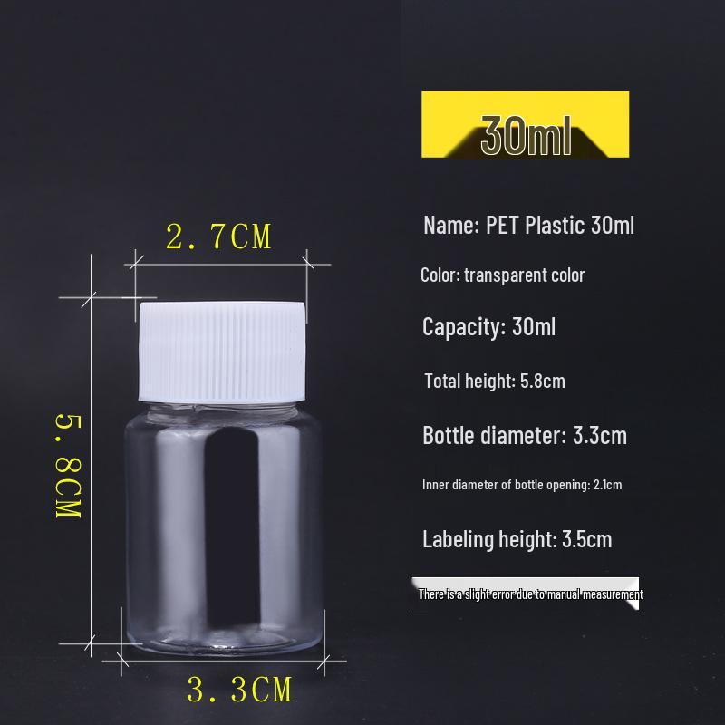 Clear Plastic Wide-Mouth Bottle for Liquid/Solid/Powder Storage, Bead Organizer, Medicine Container, 30ml.