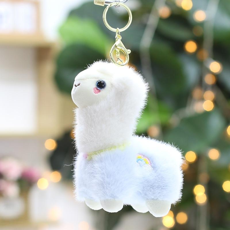 European Mink Alpaca Bow Tie Alpaca Rainbow Alpaca Plush Toy Bag Keychain Pendant
