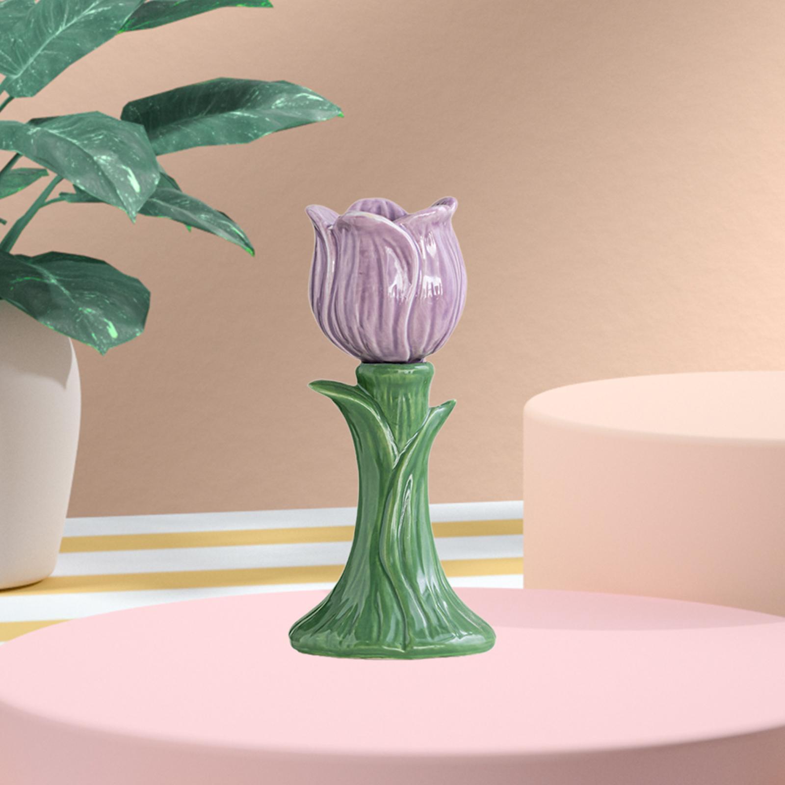 Candle Holder Ceramic Tall Candlesticks for Dining Table Holiday Anniversary фиолетовый