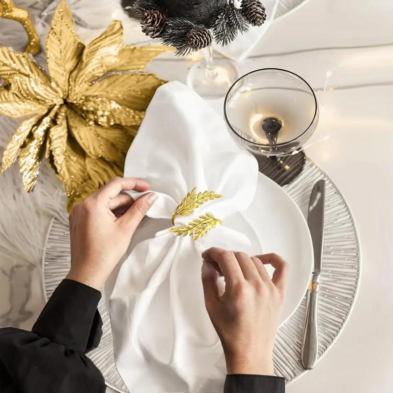 Gold Wheat Napkin Rings Metal Leaf Napkin Holder For Harvest Festival Fall Christmas Thanksgiving Dinner Table Decoration