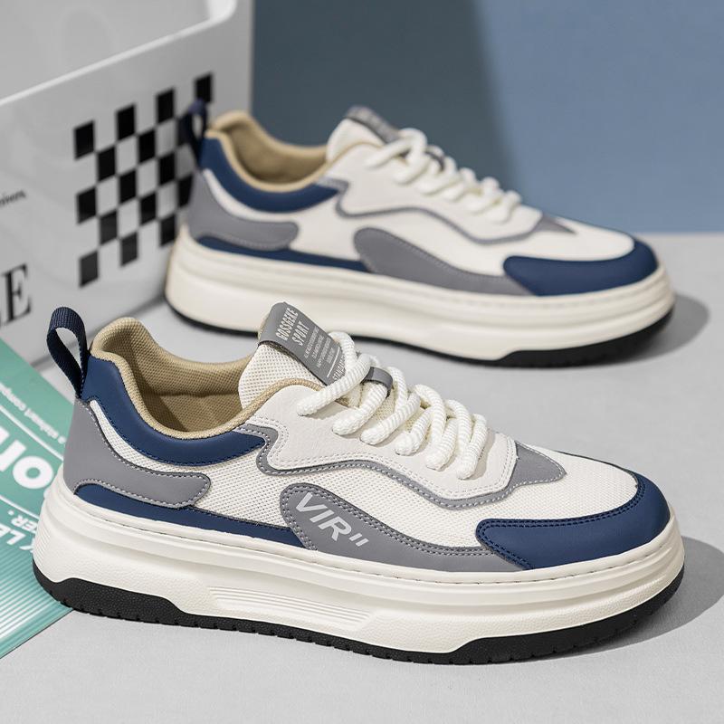 

Кожаные вставки Сетчатые Дышащие Мужские Кеды Модная Расцветка Толстая Подошва Увеличение Роста Холодные Липкие Спортивные Повседневные Мужские Туфли 44