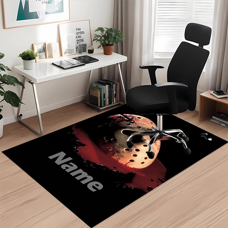 Custom Name Friday the 13th Printed Carpet, for Office Chair Living Room Bedroom Kitchen Room Decor Gifts.