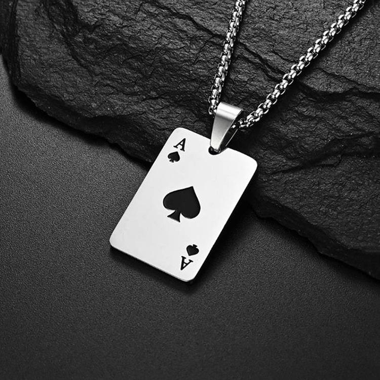 

Унисекс Ожерелье из титановой стали Пика - Хип-хоп Кулон-карта для свитеров