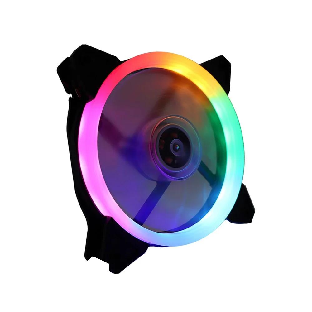 

120mm LED Aurora Computer Chassis Fan 1300RPM 52CFM De-vibration Rubber DC 12V PC Computer Cooler Cooling Fan NO RGB&As shown