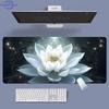 Mystical Glowing White Lotus Mouse Pad Sparkle Dark Background Art Desk Mat For Gaming Office Laptop Keyboard Desktop Decor
