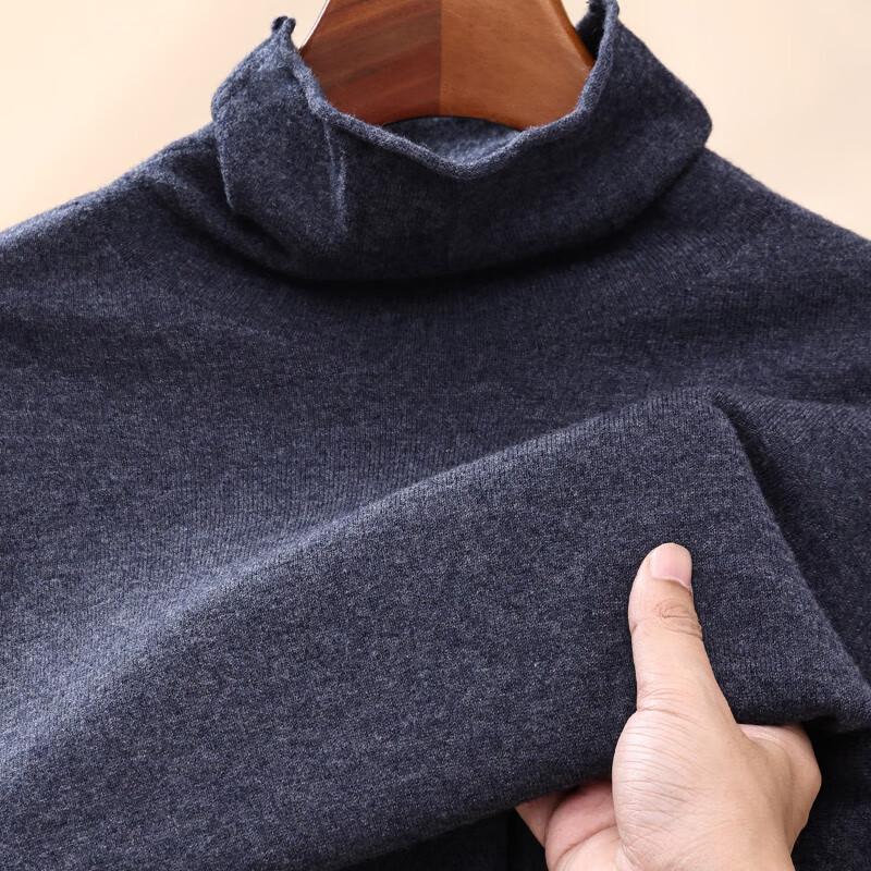 Hengyuanxiang Men's 100% Pure Wool Turtleneck Pullover Sweater