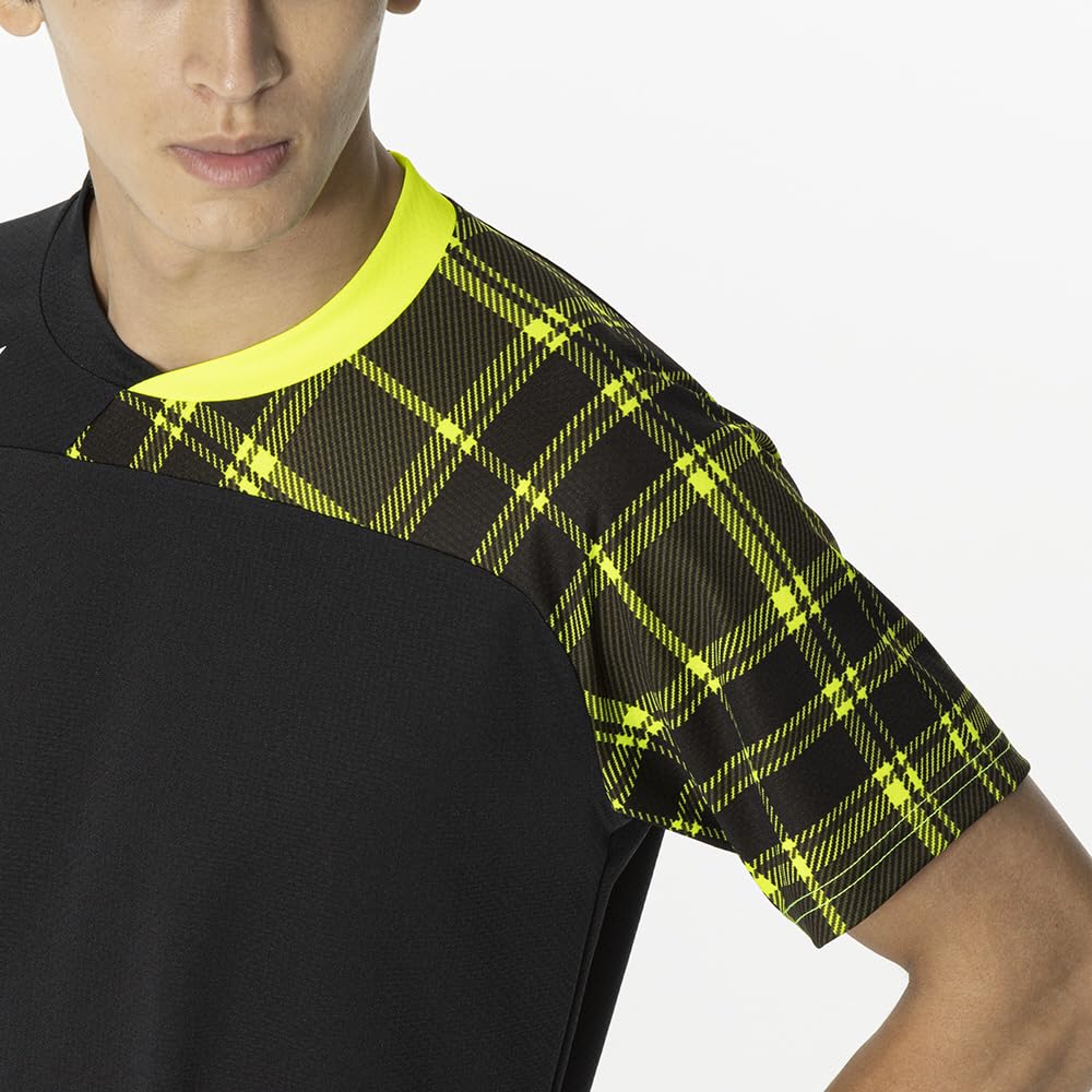 Volleyball Game Short Graphic Size V2MAB111 Shirt, Sleeve, Print, Unisex, Adult, Black/Safety Yellow, XS,