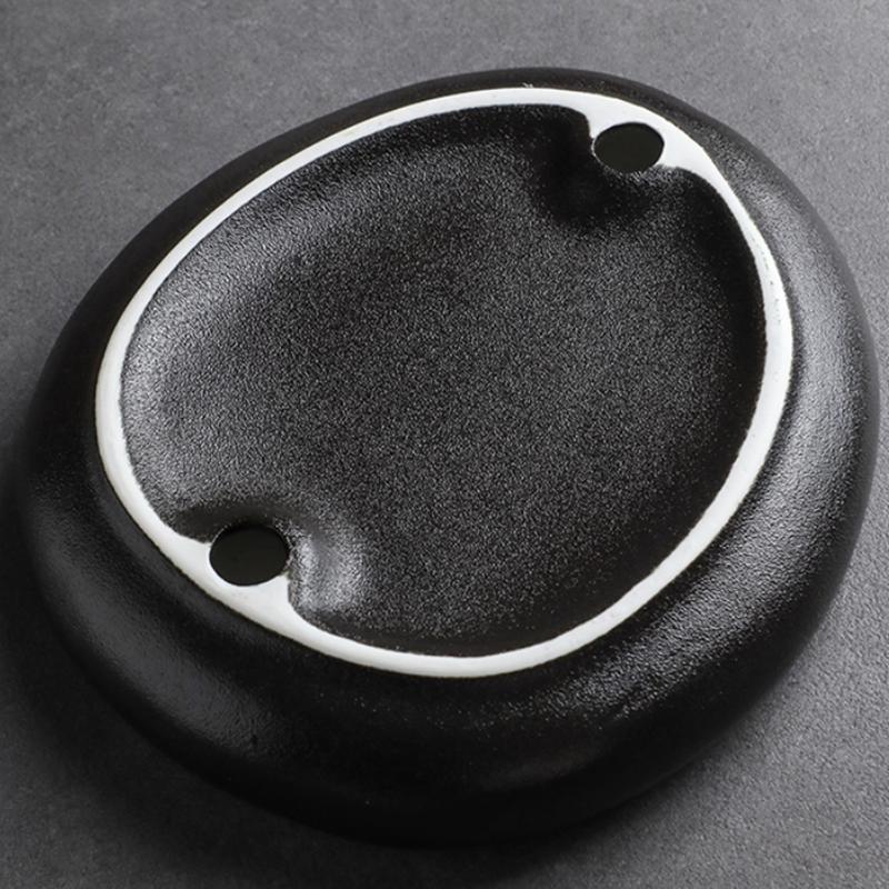 Creative Dessert Plate, Black and White Frosted Ceramic Plate, Irregular Tableware, Oval Shaped Plate, Sashimi Dish, Kitchenware