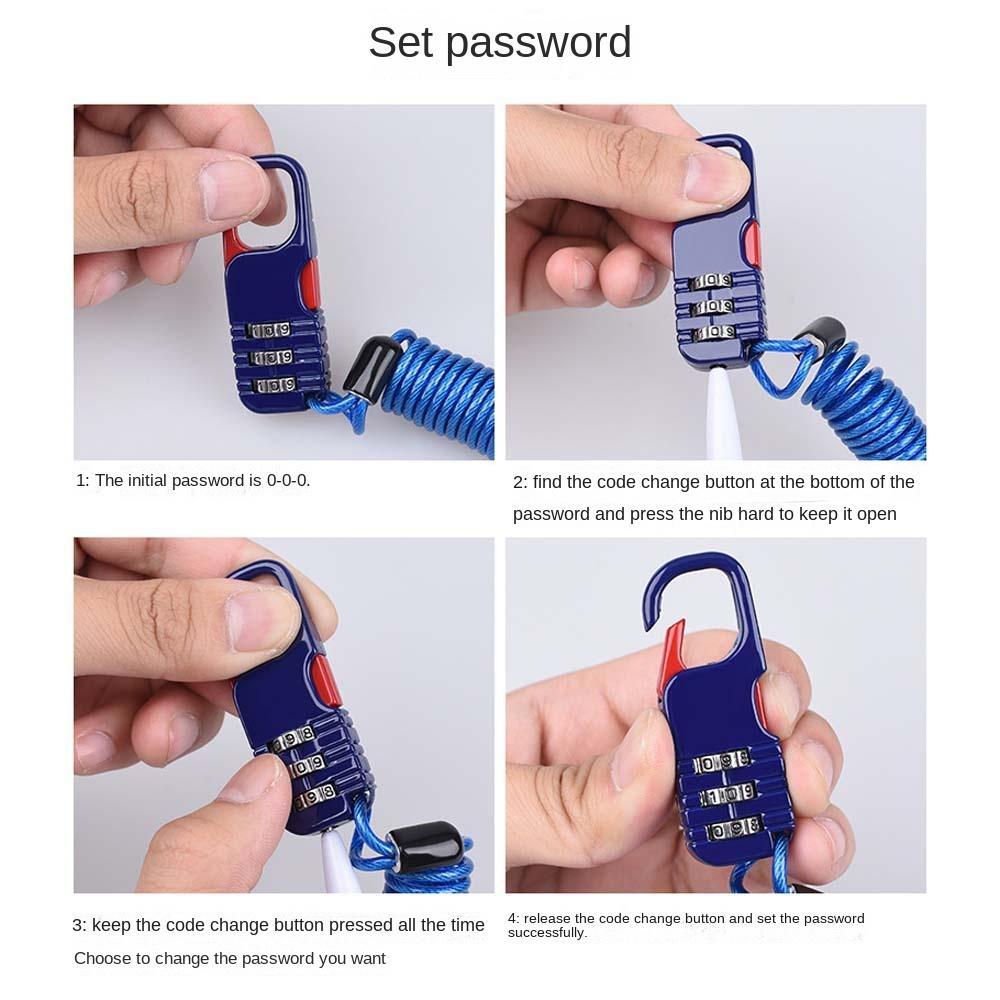 Three Digit Password Anti Theft Motorcycle Wire Rope Bicycle Safety Rope Lock Men/Women