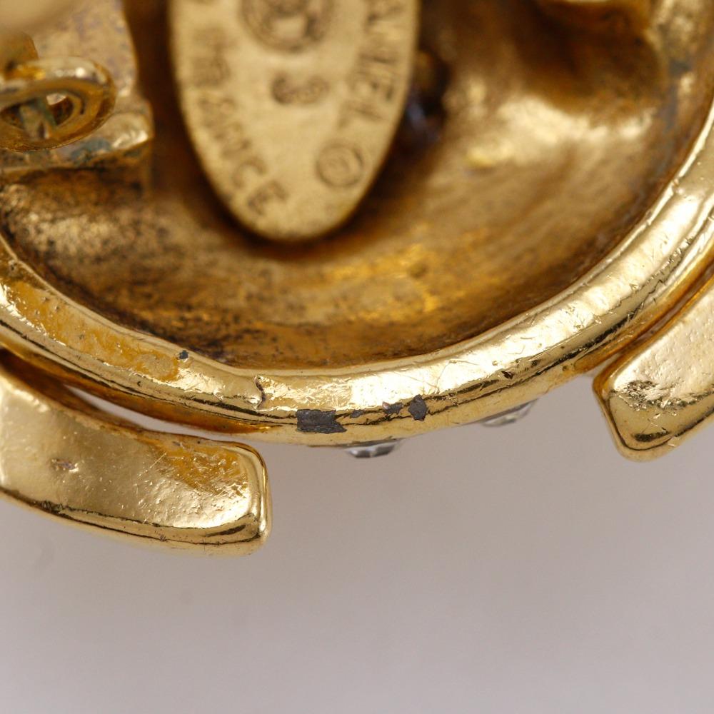 CHANEL COCO Mark Earring vintage Plated Gold/Rhinestone 34.1g Women Used