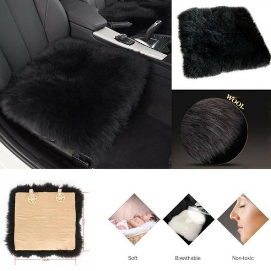 Sheepskin Long Wool Car Seat Breathable Warm Soft Covers Chair Cushion 18" x 18"