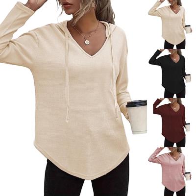 Damen Kapuzenpullover mit V-Ausschnitt und langen Ärmeln - Lässiger Pullover für den täglichen Gebrauch