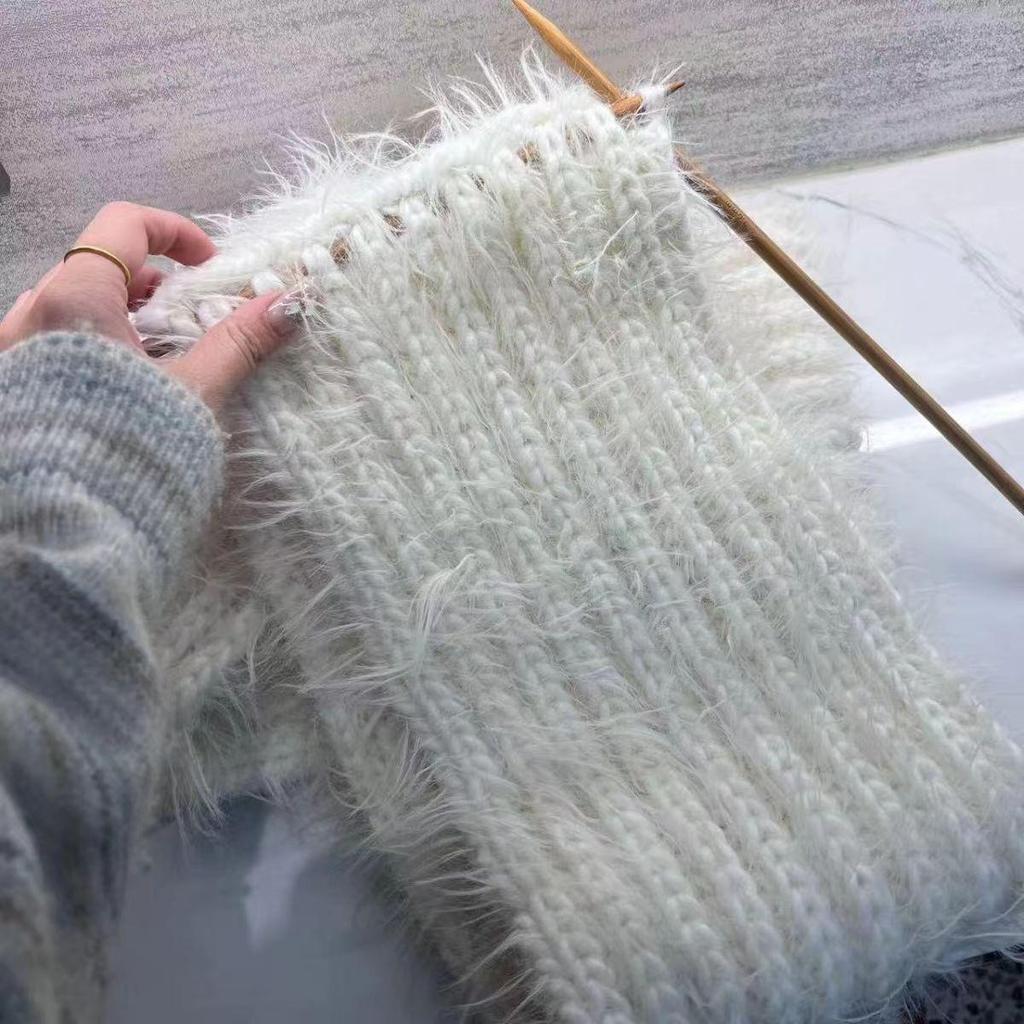 Rainbow Gradient Mohair Yarn Kit - Medium Thickness, Ideal for Hand-knitting Scarves