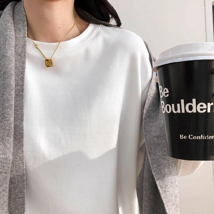 

Women s Pure Cotton Long Sleeve White & Gray T-Shirt - Spring/Autumn Chic, Loose Fit Layering Top XL