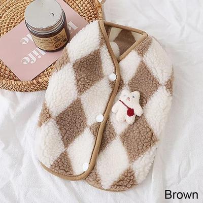 Winter Warm Pet Puppy Clothes Plaid Fleece Cute Coat Jack Dog Clothes Yorkies Costume Pet Outfits Bear Vest Dogs Clothing