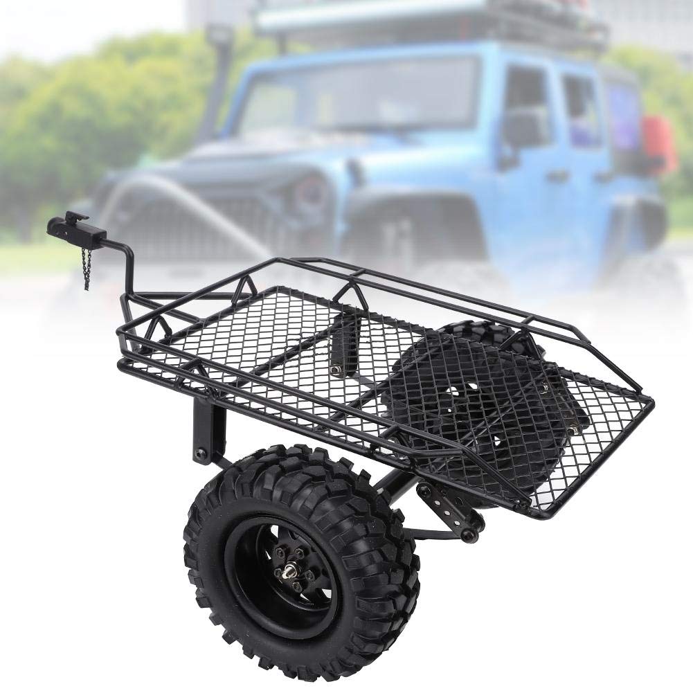 RC Scale RC Car Simulation Trailer Car RC Car Parts for SCX10 CC01 TRX4D90 Trailer, 1/10 Trailer, (Black)