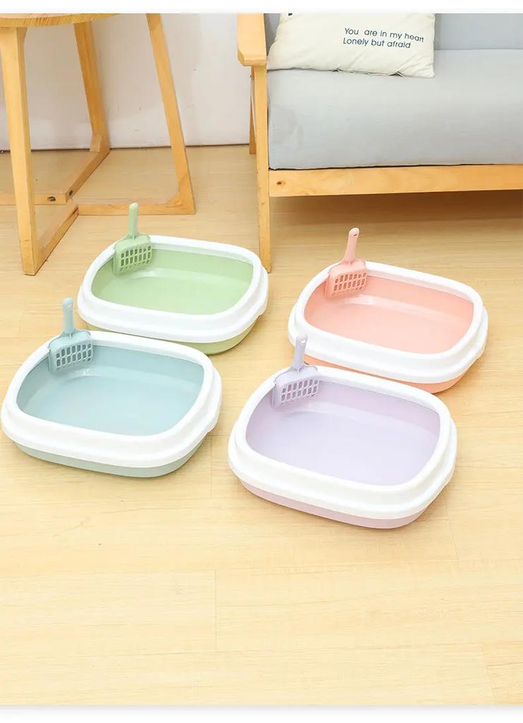 Cat Litter Box Portable Bedpan Removable Semi Closed Kitty Litter Pan Potty Toilet for Rabbit Medium Large Cats Small Animals