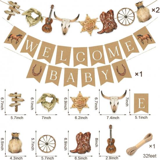 Western Cowboy Baby Shower Banner, Horse Birthday Party Decorations, Cowboy Welcome Baby Banners, Western Party Supplies for Boys, My First Rodeo