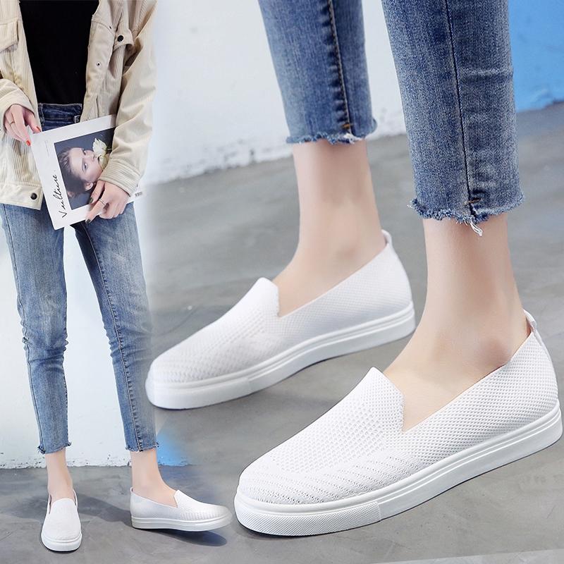 Buy white shoes fashion girls flat shoes allmatch soft bottom white flat shoes breathable non