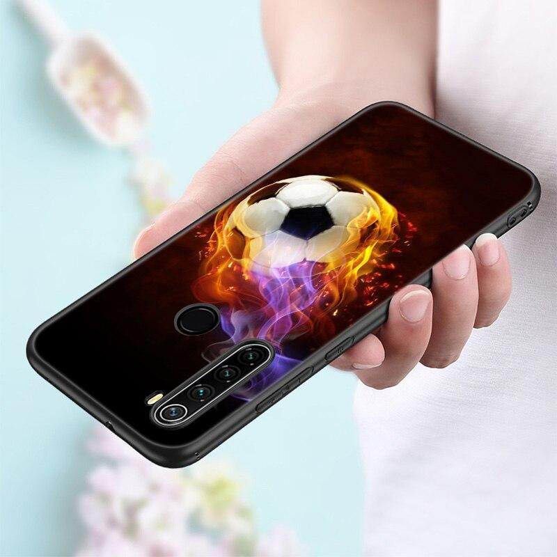 Ogień Piłka nożna Piłka nożna Silikonowe etui na telefon do Xiaomi Redmi Note 11 10 9 8 Pro 11T 10T 10S 9S 8T 9 9A 9C 9T Czarne etui Coque