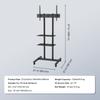 Mobile TV Stand, Mobile TV Cart for 32 to 70 inch TVs, Height Adjustable Portable TV Stand with Wheels, Double Tray for Audio-Visual Devices, Rolling