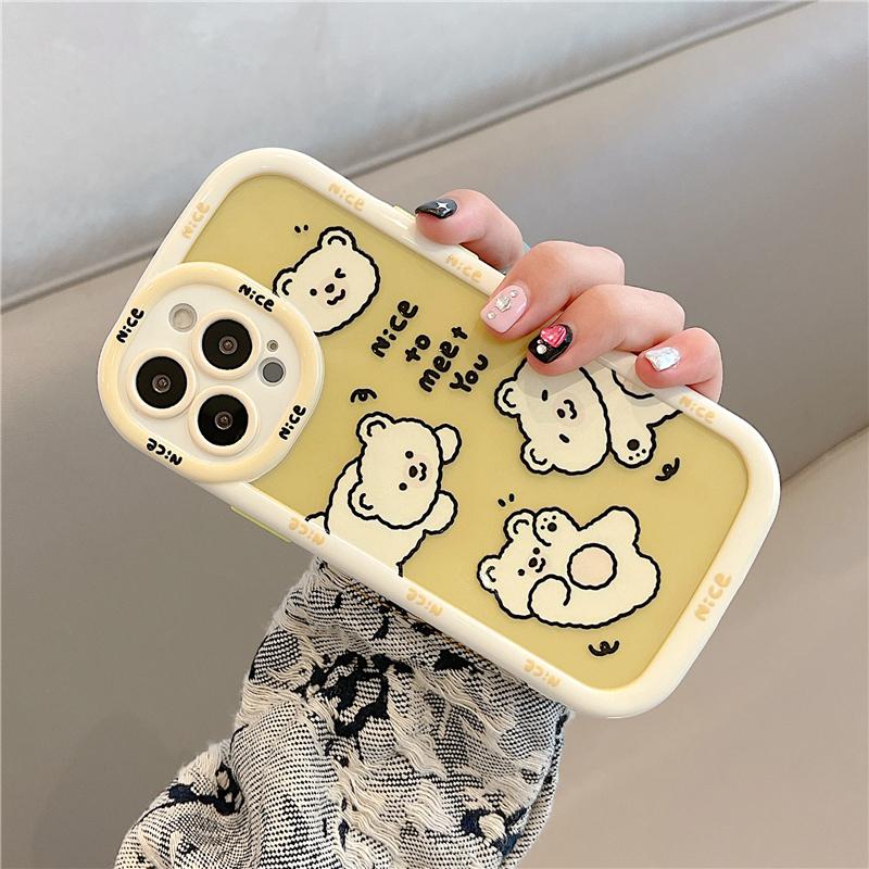 Husă frumoasă, drăguță, cu urs alb, galbenă, rezistentă la șocuri, pentru Iphone 14 13 12 11 Pro Max, husă transparentă pentru telefon Capa