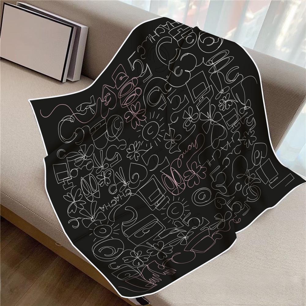 New Design Letters Flowers Printed Twill Silk Scarf Square Scarves Lady Wraps Kerchief Woman Neck Shawl Wraps Echarpes 90Cm
