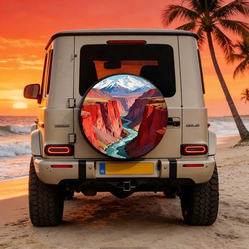 Grand Canyon River Spare Tire Cover Polyester Fiber Protector for Jeep SUV Truck