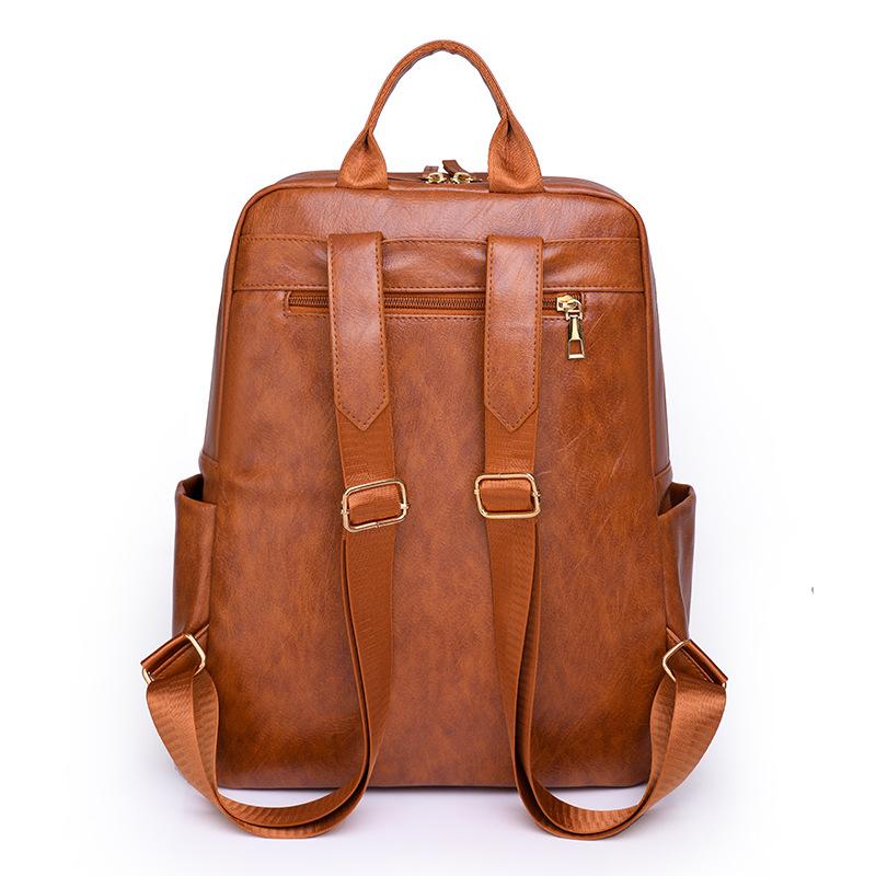 PU Leder Laptop Rucksack für Damen Passend für 15 Zoll Computer Rucksack College Freizeit Tagesrucksack Arbeits-Reisetasche