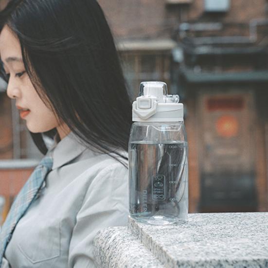 350ml/550ml DILLER Polycarbonate Space Cup Good Sealing Flip Lid Leakproof Sport Water Cup With Scale for Outdoor