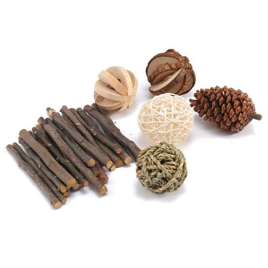 20/40/60Pcs Hamster Chew Sticks Eco-friendly Bite-Resistant Apple Tree Rabbit Chew Toys Pet Teeth Grinding Stick for Home