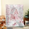 Pink Gingerbread House Blanket - Christmas Throw, Super Soft Flannel Fleece with Snowman Design, Cozy Xmas Gift & Decor