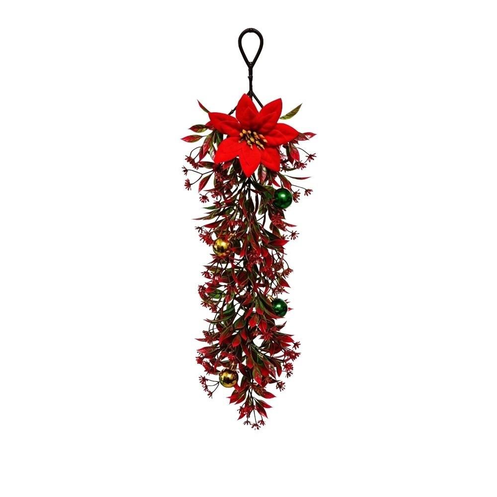 Plastic Christmas Vine Christmas Ball Poinsettia Christmas Swag Vine Wall Hanging
