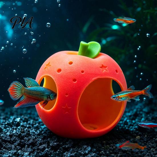 Crystal Shrimp Shelter for Breeding Fruit Aquarium Hide Cave, Apple Pitaya Fish Tank Hideout, 3D Safe Water Pets Printed Decorative Betta And