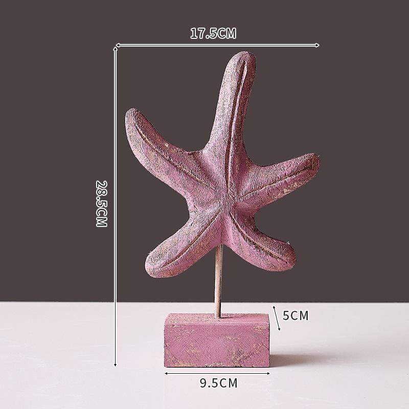 3PCS Mediterranean Starfish Conch Seahorse Statue Figurines Crafts Office Ornament Desk Accessories Home Decor