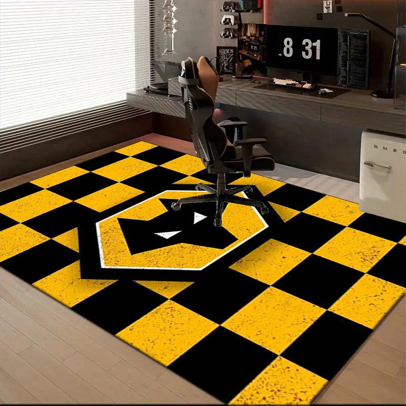 Wolves Team Emblem Printed Office Carpet Chair Cushion  Entryway Rug, Rugs for Living Room, Bedroom Christmas gifts
