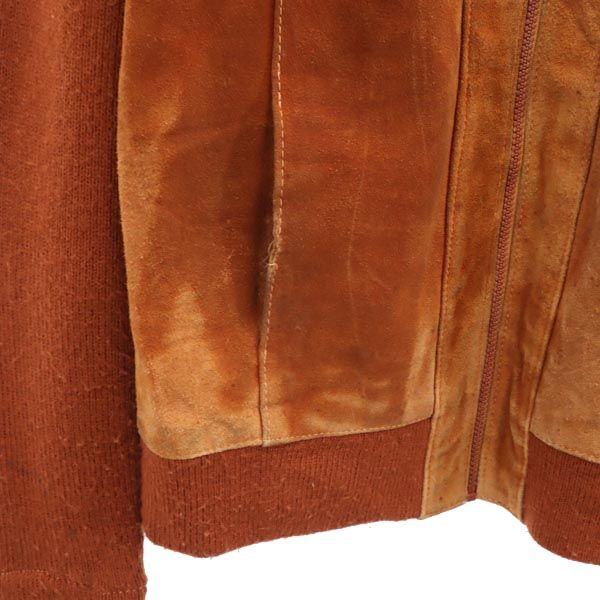 1166 COLLECTION 70s Knit switching cowhide vintage leather jacket M Brown Men's Used