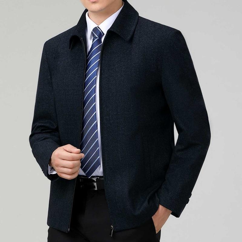 Men's Wool Jacket Middle-aged Men's Wool Jacket Dad's Lapel Casual Business Autumn and Winter Large Size Tops