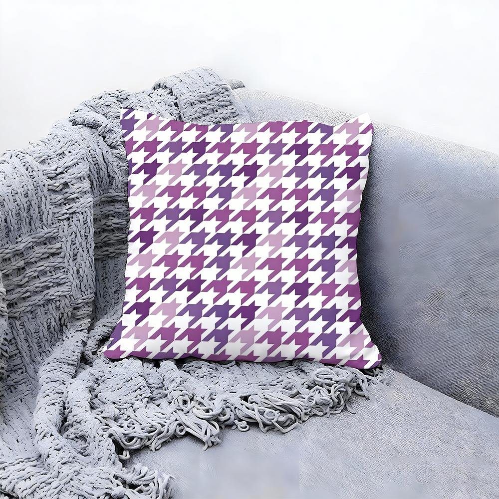Chic Houndstooth Pattern Style Cushion Cover Premium Comfort Reversible Pillow Cove In One Design For Any Room & Car Interior