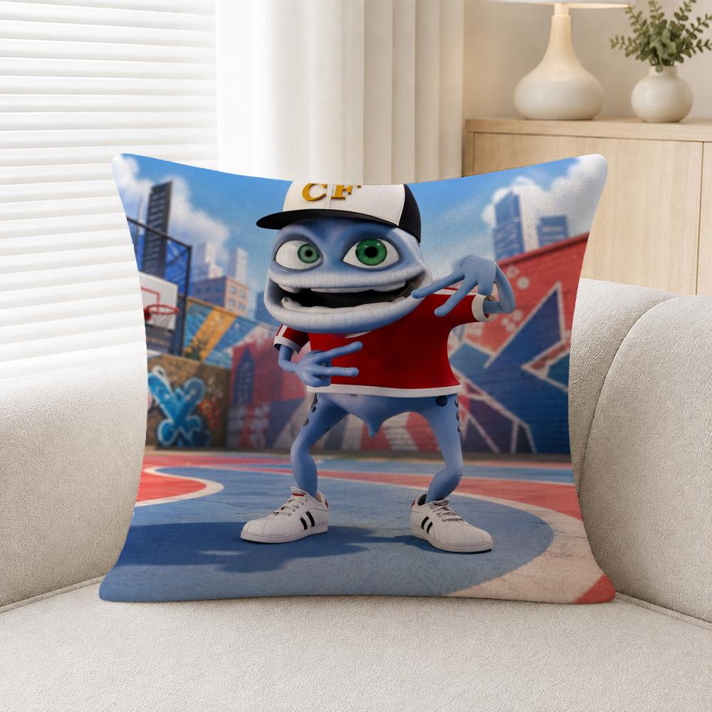 Character Crazy Frog Cushion Cover Soft Plush Cushion Covers Fluffy Throw Pillow Cases For Sofa Bedroom Home Decor