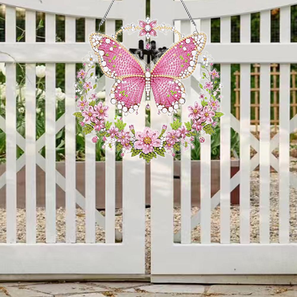 Acrylic Special Shaped Butterfly Animal Diamond Painting Hanging Ornaments Kit Rhinestone Diamond Art Window Pendants Home Decor