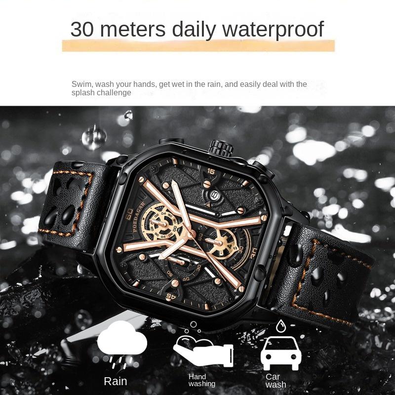 Top Brand New Multi-function Men's Watch Super Luminous Quartz Chronograph Hollow Watch